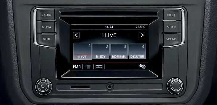 Infotainment. The Caddy has been designed as a space where drivers will love to spend their time. The latest generation of high-quality radio systems impress with their easy control and good sound.