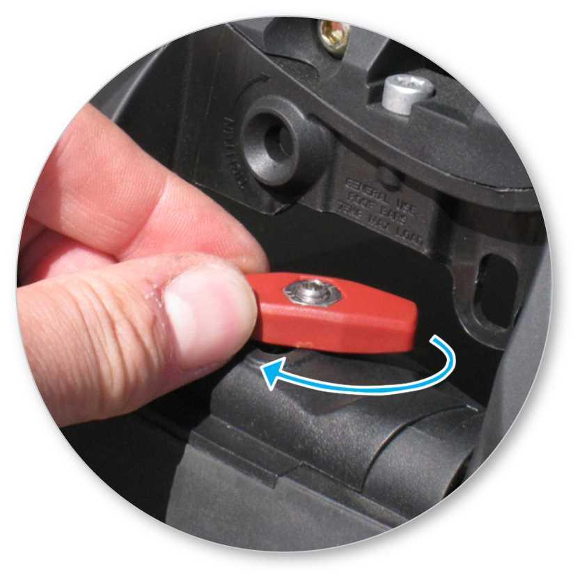 Tighten the plastic knob. The side with the nut showing should be facing up.