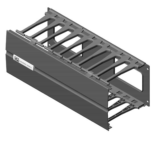 Motive Horizontal complements the styling of the Motive Vertical and provides a dedicated horizontal pathway to organize and store cables above patch panels and network switches.