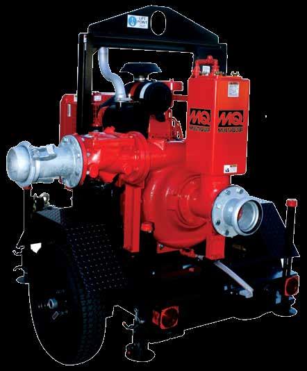 A 50 gallon fuel tank features fuel gauge, strainer and locking fuel cap. Heavy-duty support jack stands - all trailer mounted pumps include (5) adjustable outrigger jack support stands.