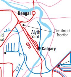 Railway Investigation Report R13C0087 1 Factual information The accident On 11 September 2013, at about 1630, 1 Canadian Pacific Railway (CP) freight train 467-11 (the train) departed Alyth Yard in