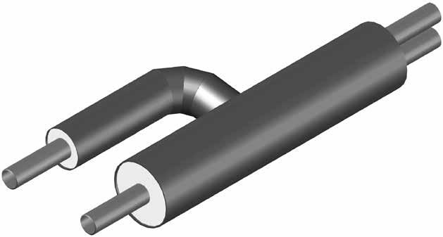 Y-pipe, type G straight, insulation thickness 3 7.318 Y-pipes are used to produce a transition from conventional installation with two single pipes to the space-saving PREMANT DUO system.