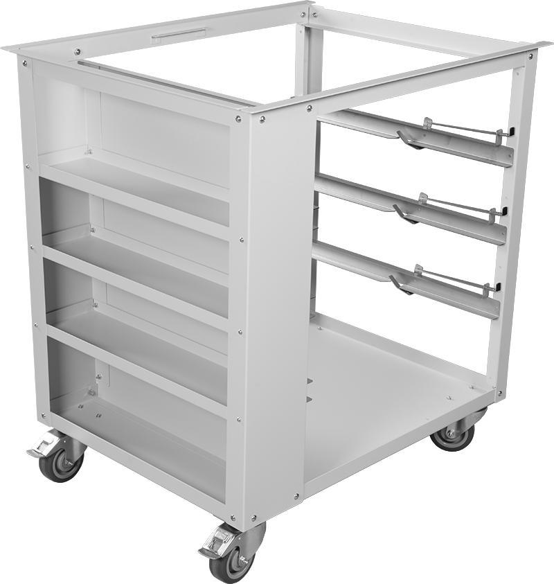 A pair of lockable side doors are provided to secure the components stored on the side shelves. Intended Location Installed on the front, rear, and sides of a Bench, 6303-1 or 6303-B 25.5 kg (55.