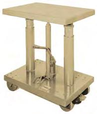 Hydraulic Lift Tables Loads to 2000 lbs. float up 50"... the easy way.