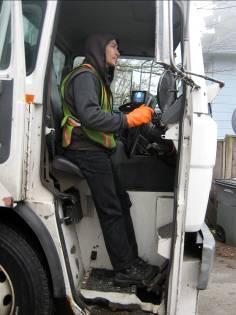 Essential Duty 1: Driving Pre-trip inspection is performed on the recycling truck before it leaves the yard each morning.