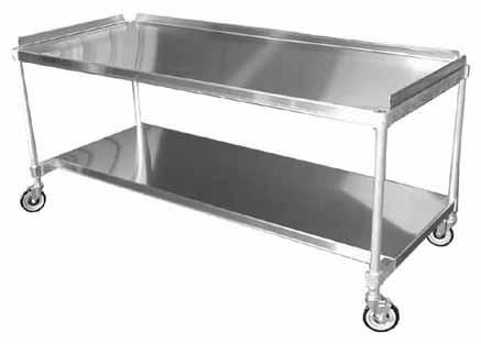 equipment stands Grill Stands All aluminum construction designed to hold most countertop cooking equipment Available as stationary or mobile units 24" and 30" deep tops with three 1 1 / 2" lips up on