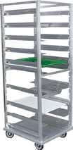 Universal Pan Racks for Oval Trays Rack designed to hold 18" x 26" pans, 12" x 20" steam table pans and oval trays Runners are 6 3 / 8" wide Unit holds the trays from the bottom 65" high unit can be