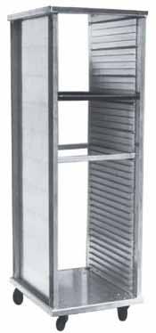 pan racks Solid Side "Speed Racks" Increases speed and versatility with openings on both ends Can hold poly food boxes as well as sheet pans Tray spacing on 1" or 1 1 / 2" spacing 5 x 1 1 / 2" plate