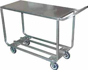 produce carts Produce Stocking Cart Heavy duty galvanized solid top shelf Galvanized square tube bottom shelf 5'' Polyurethane plate