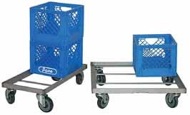 dollies Milk Crate Dollies Four sizes in Stainless Steel construction Pull hook available 5 x 1-1/2 Poly U swivel plate casters