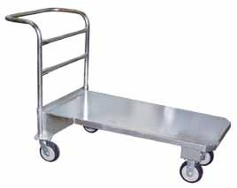 flat carts Chrome Flat Cart Great for transporting products Six wheel design allows for maximum maneuverability 5'' x 1 1 / 2'' plate casters Great for use in wet area, no