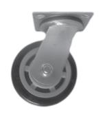 casters Casters There are four wheel types: Polyurethane Tough abrasion resistant Excellent floor protection and ease of rolling Wide temperature range -30 F to 180 F Polyolefin Polyurethane Soft