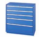 cabinets & lockers Drawer Cabinets Overall dimensions: 40 1/4" W x 22 1/ D x 41 3/4" H Number of drawers: 5 Number of compartments: 57 No. FI133 Bright Blue No. FI134 Light Grey Drawer Config.