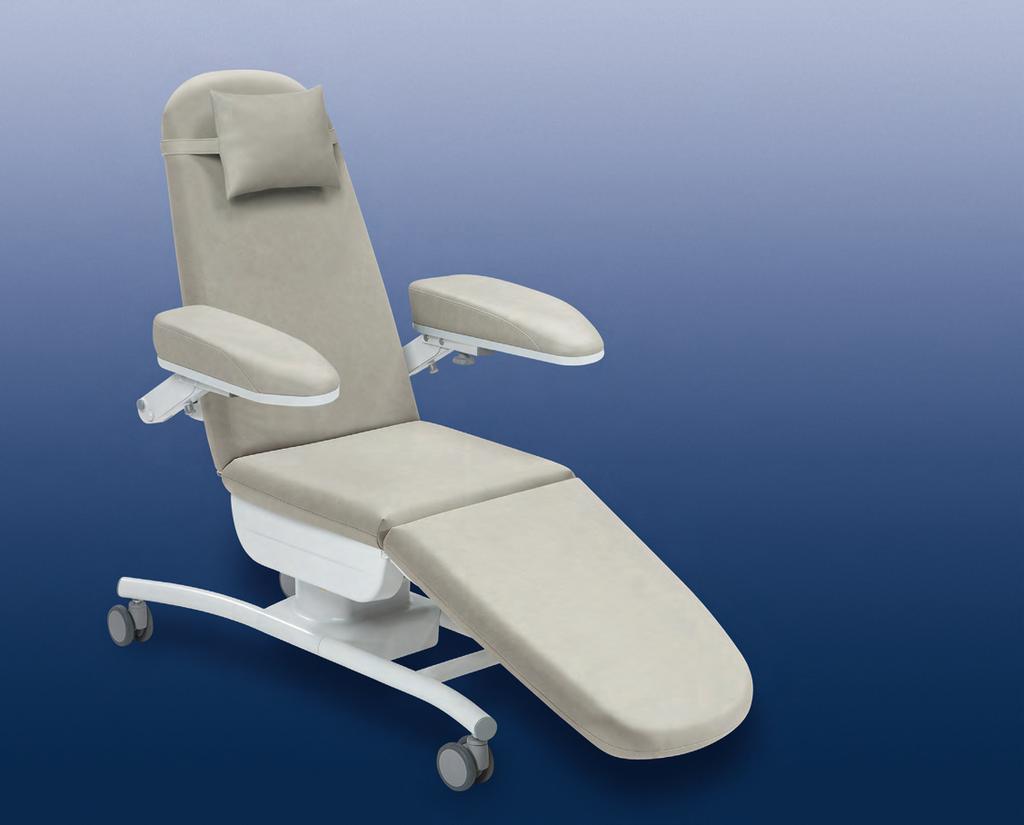 Compocouch The comfortable donation and apheresis couches Quality and Comfort Comfortable relaxation when sitting due to the twin-belt system and exchangeable bolster pad made of highly absorbent