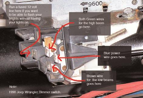Here is how you wire the dimmer switch. This switch provides for a daylight flasher.