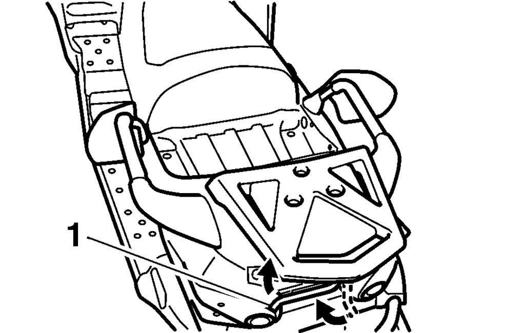 Control functions 1. Backrest 2. Rear carrier 3. Remove the passenger seat lock knob, and then remove the passenger seat. 5. Slide the rear carrier backward until it stops. 6.