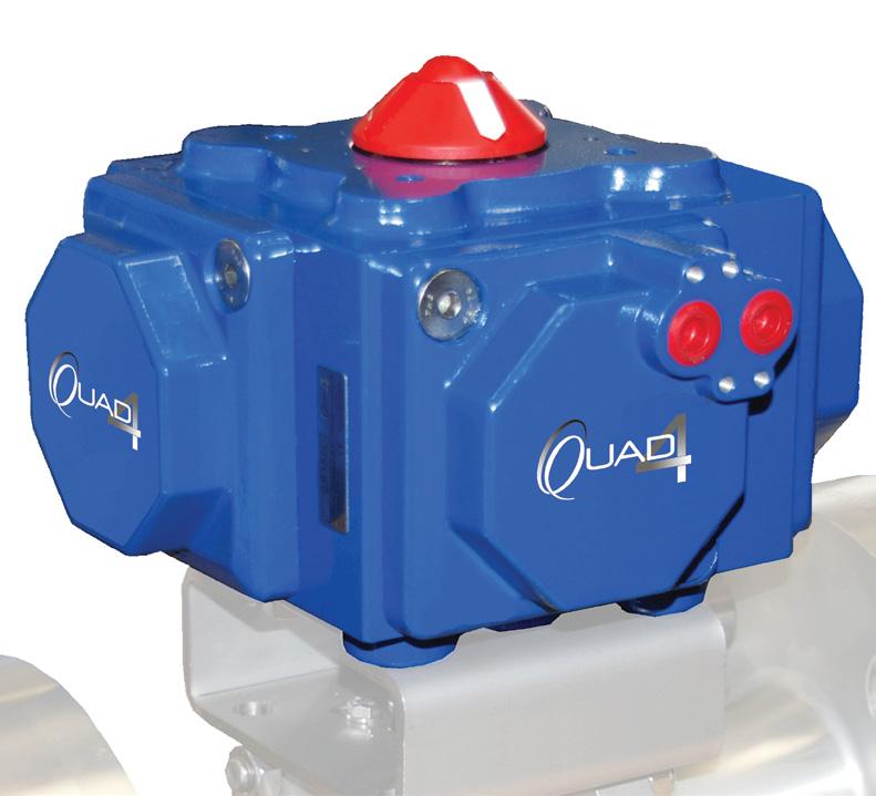 The SVF Quad4 TM quarterturn rack & pinion actuator is a four piston actuator which generates torque around a centrally located pinion, giving more than double the torque of single & double rack &
