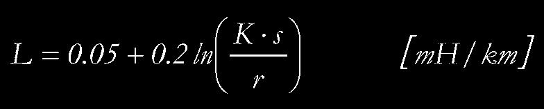 loss angle Formula for inductance Where trefoil formation: K = 1 flat formation: