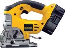 18V 18 Volt Heavy Duty Jigsaw DC330KB/ DC330KA/ DC330N Powerful DEWALT fan cooled motor with replaceable brushes and variable speed delivers fast cutting action up to 3000 strokes per minute Dust