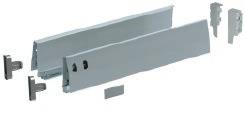 brackets 95 mm high > 1 pair Drawer front fixing, expanding dowel > 1 pair Full extension DYNAMIC drawer runners with soft-close Supplied with: > 1 pair 127 mm Drawer sides > 1 pair Back brackets 127