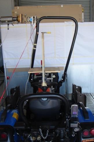The evaluation was based on the energy required in the OECD Code 6 (Table 2). The tractor instrumented and subjected to strength tests at the side of the ROPS structure is shown in Figure 4.