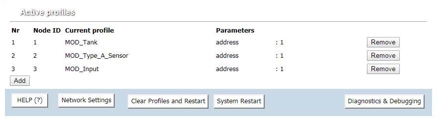 Using QuickServer Web Configurator To Setup The Gateway Setting BACnet Parameters Completed additions are listed under Active Profiles as shown in Figure 12.