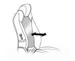 Move the seat forward or rearward by sliding the power seat adjustment control (A) forward or rearward.