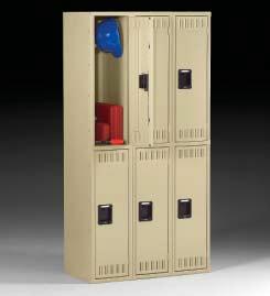 Three coat hooks per opening Opening sizes of 12", or 15" wide* Locker depths of 12", 15" or 18"* Positive 2 point locking system