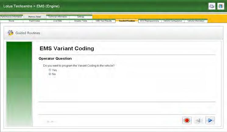 Variant coding via guided routines Continued. Enter 16 digit variant Code here. Verify Yes or No.