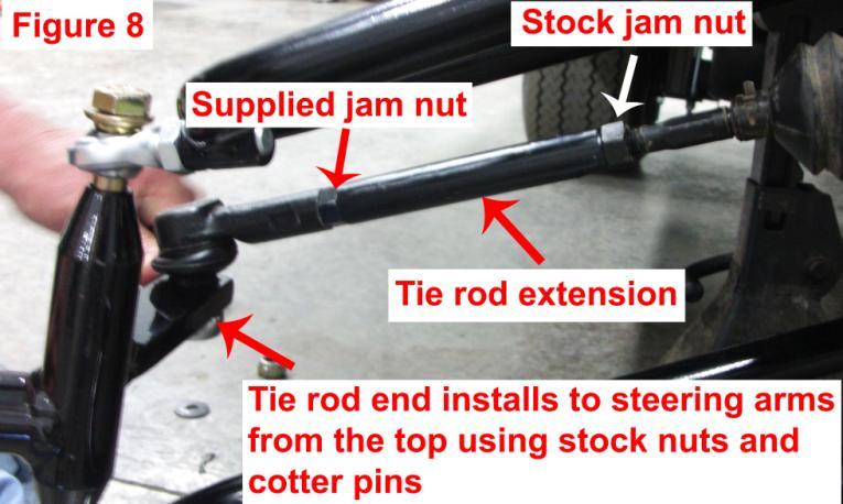 Securely tighten the 5/8 x 1 ½ bolt sub-frame bolt at this time. 12. Using the supplied 3/8 x 3 bolts and locknuts install the bottom a-arms (ITEMS H&I) to the sub-frame as shown in FIGURE 6.