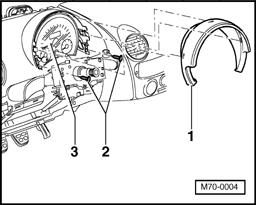 Page 10 of 14 Remove cover -1- toward center of instrument panel and out of retainers in A-pillar - arrow