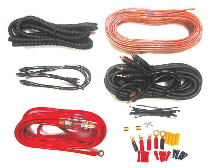 installation kit PK 600 Technical specification Technical specification 8 AWG red power cable - 5m 8 AWG brown ground power cable - 1m 4RCA/4RCA cable with signal wire - 5m 15 AWG transparent speaker