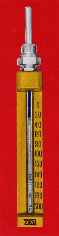 Angle thermometers (90 degrees) have a grooved adapter piece with set screw. Advantage: When mounting the thermometer, it is not necessary to turn the casing.