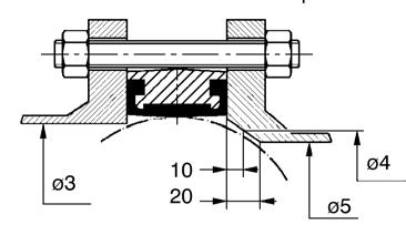 The flange dimensions indicated in the table apply to all body types.