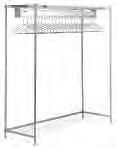 Freestanding Gowning Racks with Wire Shelving Components EG04.01B 86 (2184mm) height. Wire shelf features QuadTruss Design. Patent #5,390,803. Note: See each model for spacing centers.