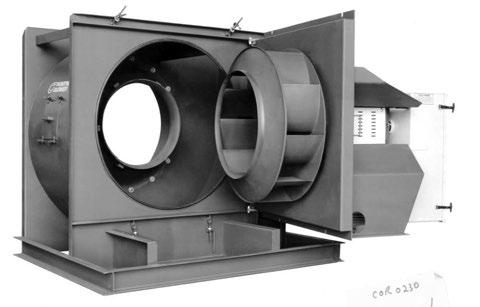 Design Features Inlet Cone Inlet Cone is removable from the inside of the fan housing Housing & Framing Rigid all welded steel construction with unitized side frames Ball bearing supported swingout