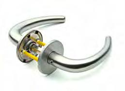 084 Curved mitred round bar lever handle - Rose mounted pair SS 7062.