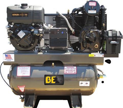 AIR S 30 GALLON DIESEL / GENERATOR 6 CFM @ 75 PSI / 5000 WATTS HEAVY DUTY TWO STAGE SOLID CAST IRON PUMP DISK AND SPRING VALVES BEARINGS ON BOTH ENDS OF THE CRANK SHAFT CENTRIFUGAL UNLOADER NEEDLE