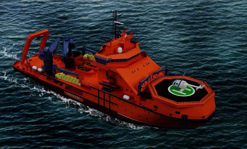 Multifunctional salvage and rescue vessel with power 7 MW, corresponds to Russian