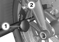 Place motorcycle on an auxiliary stand; BMW Motorrad recommends BMW Motorrad rear wheel stand. Installing rear-wheel stand ( 110).