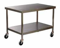 Stainless XXX Steel Tables and Stools mayo table 3 leg base. 3 x 75mm castors. Adjustable height.