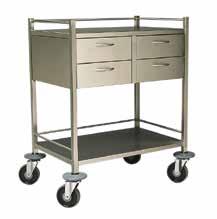 XXX Stainless Steel Trolleys and Carts resuscitation trolley classic Four half drawers 125mm deep.