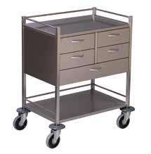 Code: SIZE: 116755 750 (L) x 490 (W) x 900 (H) mm resuscitation trolley combo Four half drawers 125mm
