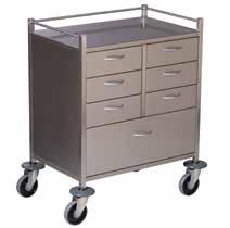 Code: SIZE: 116756 750 (L) x 490 (W) x 900 (H) mm resuscitation trolley deluxe Six half drawers 125mm