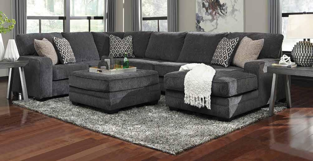 388 Sectional and Ottoman 1019 99 Reg. 1329 99 TRACLING SLATE CHAISE END SECTIONAL Left Facing Sofa, Armless Loveseat & Right Facing Chaise.