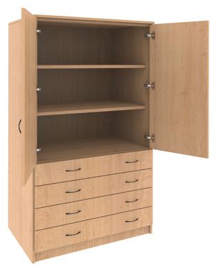 Enclosed Top Storage with 4 Drawers 2 Adjustable in 72" H cabinets 3 Adjustable shelve in 84" H cabinets option, add "Y" suffix and $65 list H 16201 30" X 24" X 72" H 16202 30" X 24" X 84" H 16203