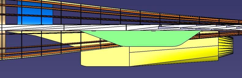 the wings. Figure 57 Landing gear and engine nacelle Figure 57 shows a cutaway of the main landing gear and engine nacelle locations.