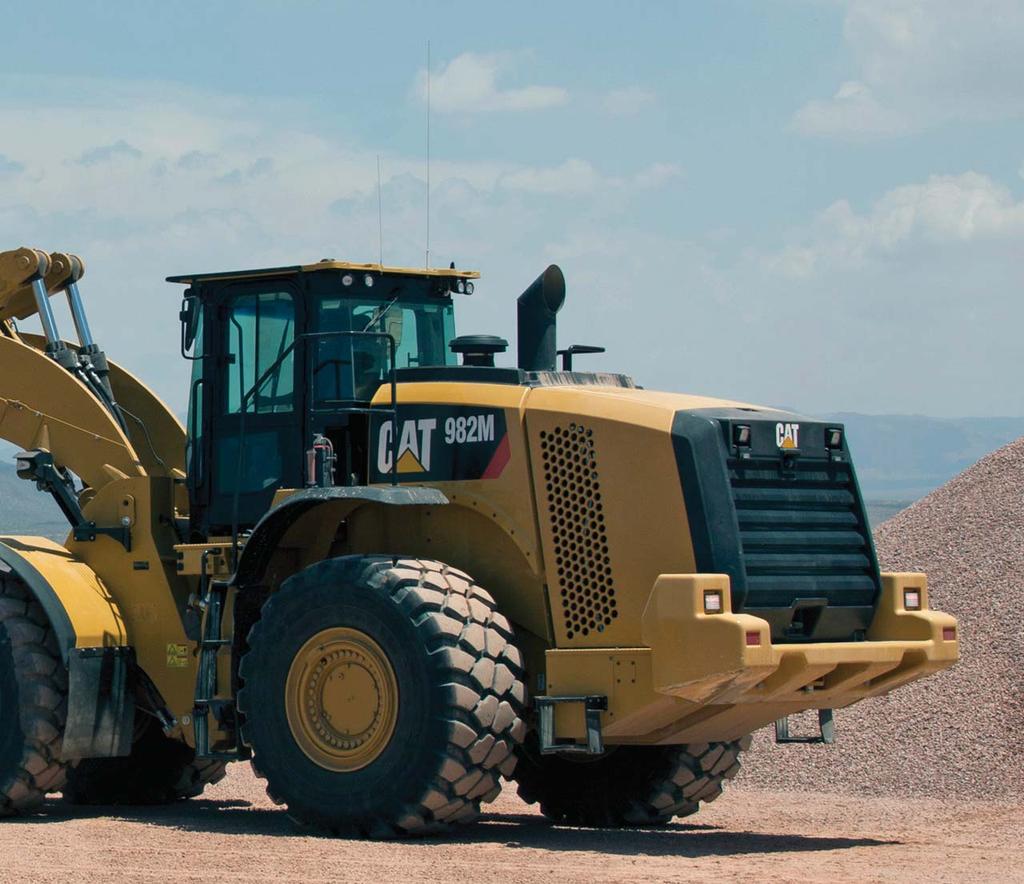 The new 980M and 982M Wheel Loaders have a U.S. EPA Tier 4 Final/EU Stage IV ACERT engine equipped with a combination of proven electronic, fuel, air and aftertreatment components.