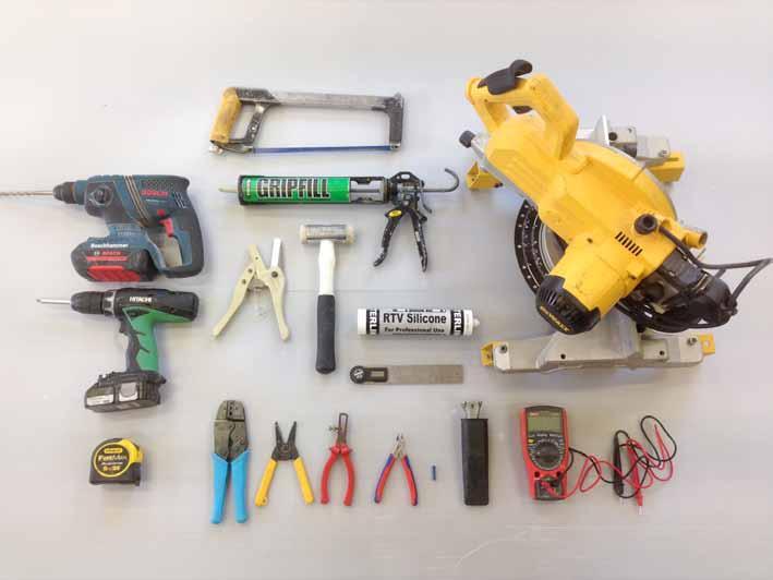 Equipment Required 4 9 1 5 7 8 2 6 3 10 11 12 13 14 15 1 SDS Hammer Drill 9 Mitre Saw 2 Combi Drill 10 Crimping Tool 3 Tape Measure 11 Circuit