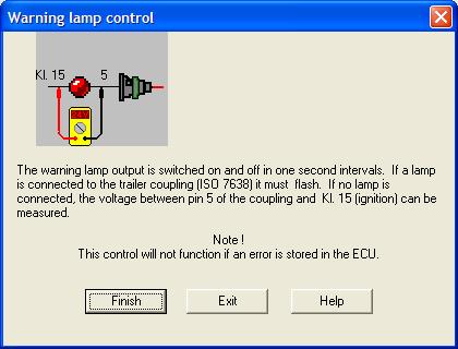 9.6.13.4. Checking Cab Warning Lamp Checking function of the cab warning lamp. Access this via Control Warning Lamp from main screen.
